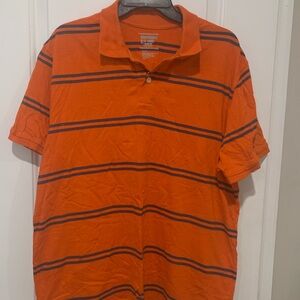 Old Navy Orange and Black Striped Polo Shirt